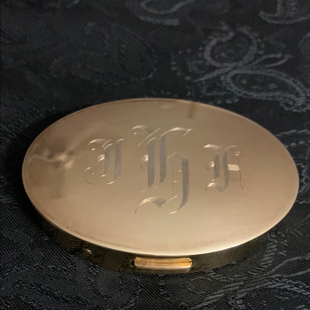 Vintage Mary Dunhill Oval Gold Tone Compact with Mirror